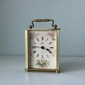 Vintage West Germany Limit Quartz floral brass carriage clock